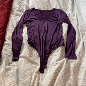 Scoop Neck Long Sleeve Bodysuit Romper Jumpsuit